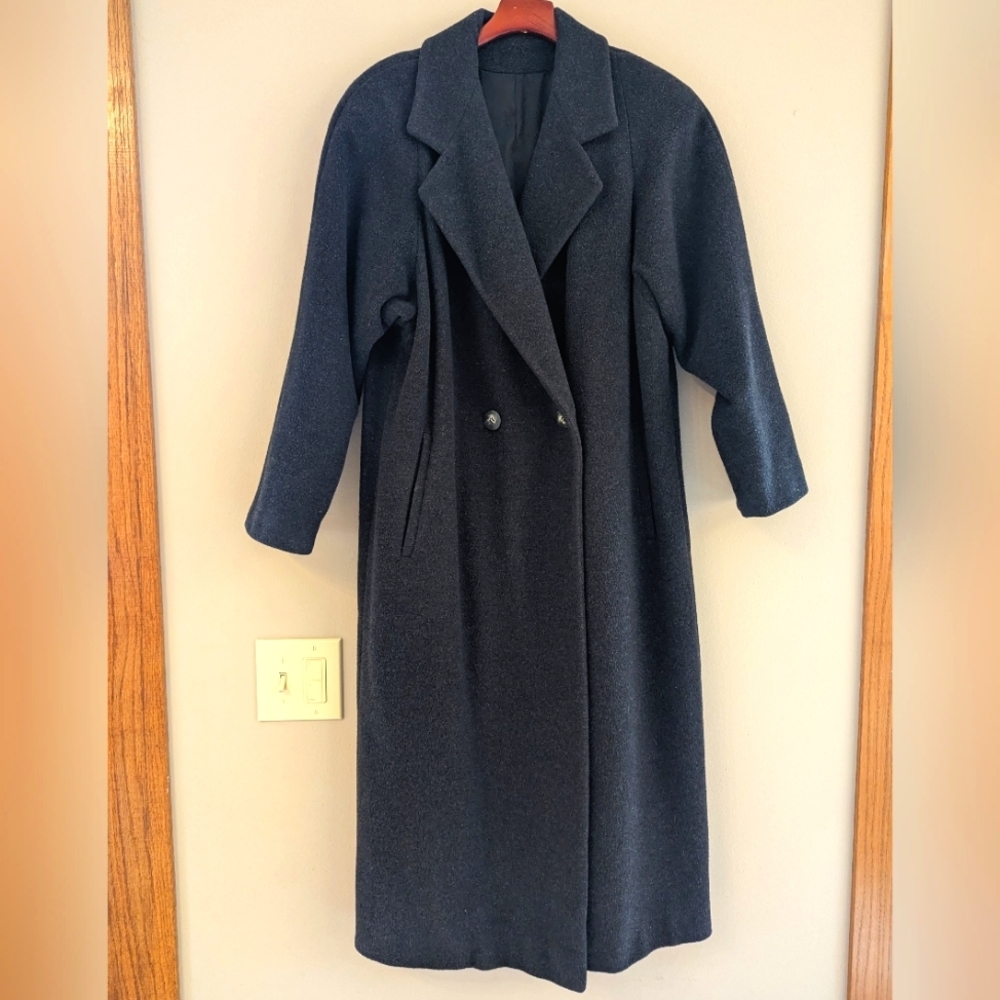 Vintage Charcoal Grey Regency 100% Pure Cashmere Full Length Coat Women's Size 4